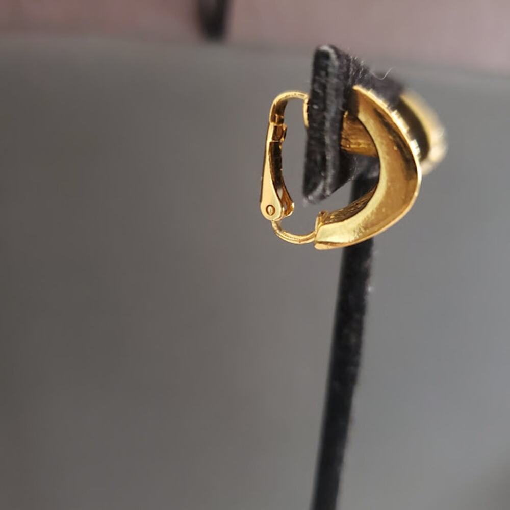 Christian Dior Vintage Gold Plate Rhinestone Pave Clip On Hoop Earrings Chr.Dior - Picture 3 of 7